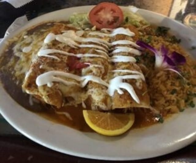 Chicken or Beef Enchiladas.